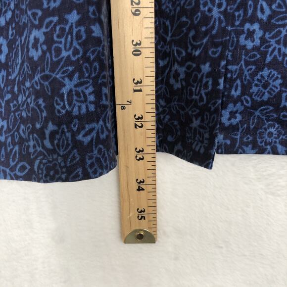 SPRING BREEZE Italian Tunic Sz M Blue Linen Cotton Button Up Mandarin Lagenlook‎ - Picture 7 of 13